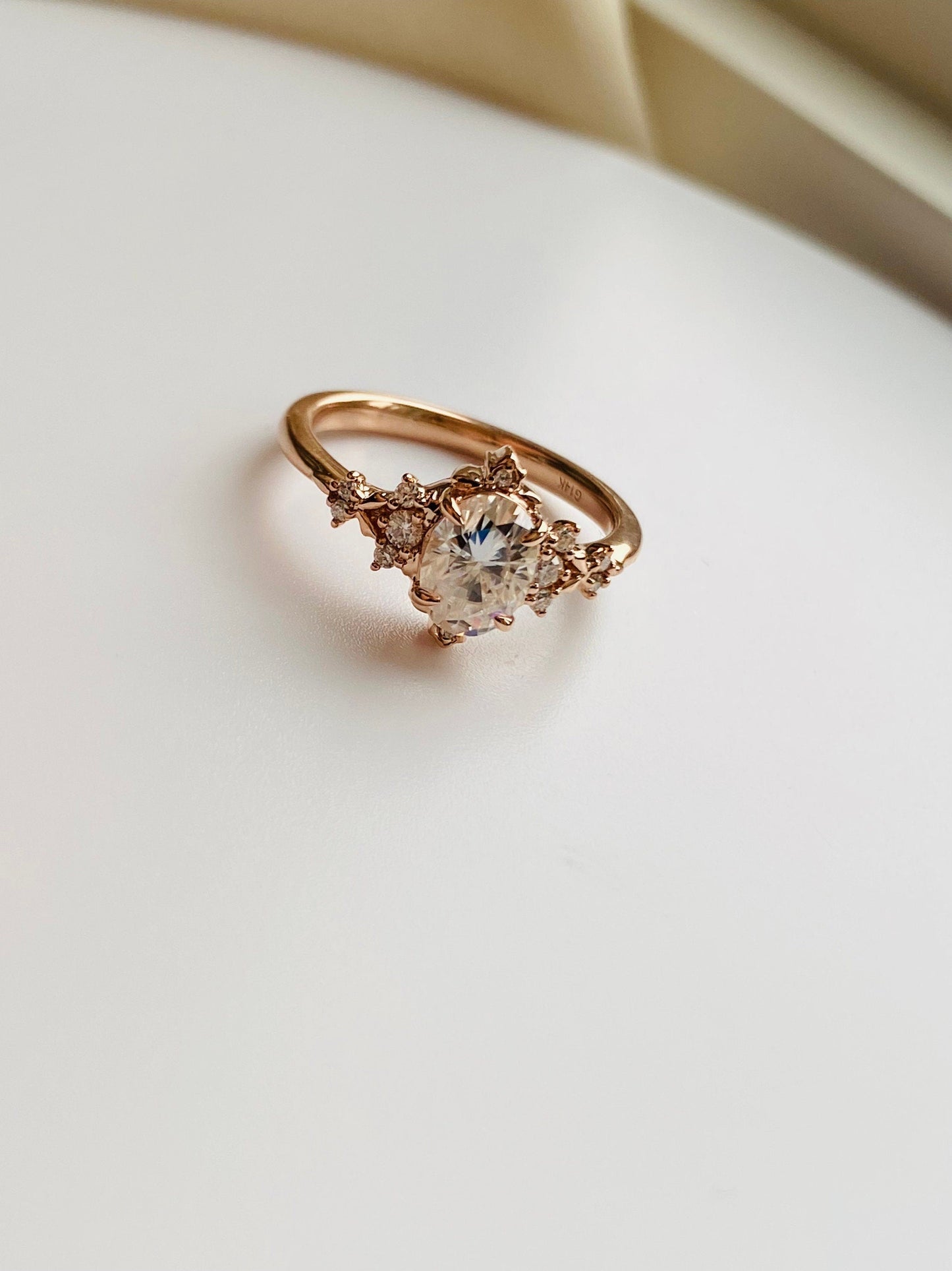 2.20 CT Moissanite Diamond Engagement Ring Fantasy Unique gold ring for romantic bride