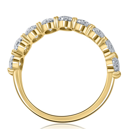 2.25Ct Oval Cut Lab Grown Diamond Half Eternity Stacking Wedding Band 14kt Gold Ring