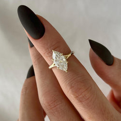 2CT Marquise Moissanite Diamond 6 Prong Cathedral Split Shank Dainty Solitaire Engagement Ring
