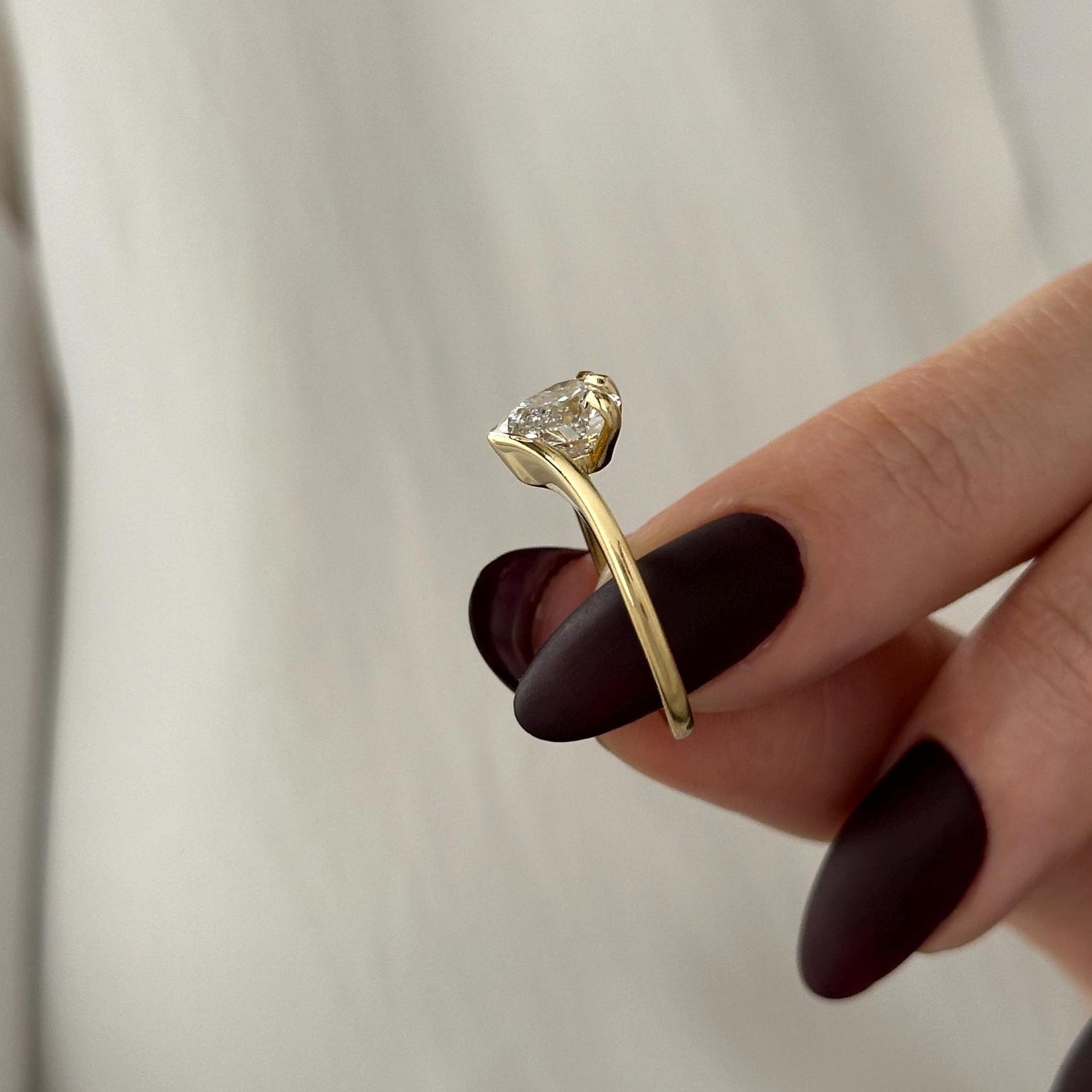 2 Carat Heart Cut Moissanite Diamond Unique Curved Solitaire Engagement Ring