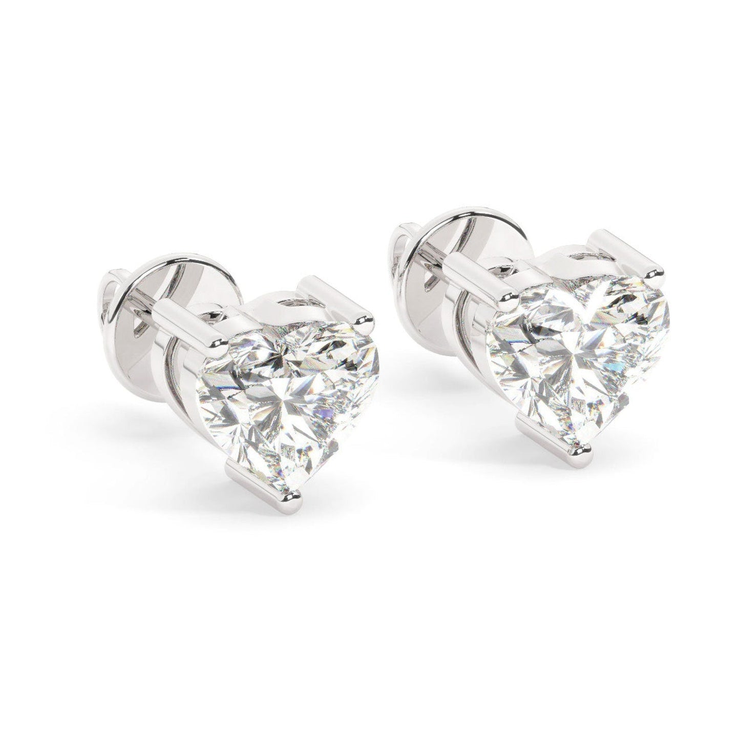 2 Carat D color VVS Clarity Heart Shape Moissanite Diamond Stud Earrings
