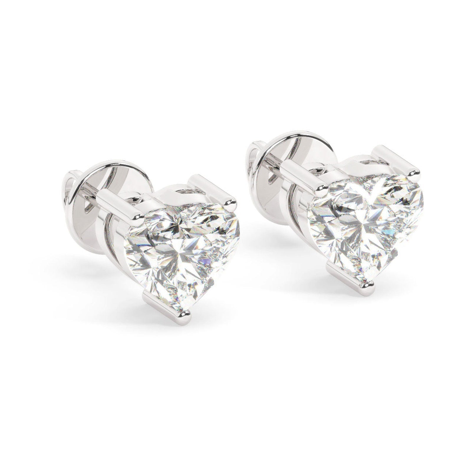 2 Carat D color VVS Clarity Heart Shape Moissanite Diamond Stud Earrings