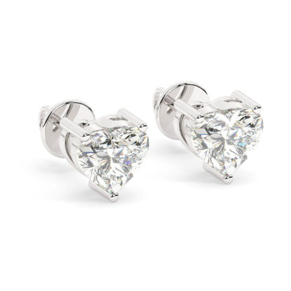2 Carat D color VVS Clarity Heart Shape Moissanite Diamond Stud Earrings