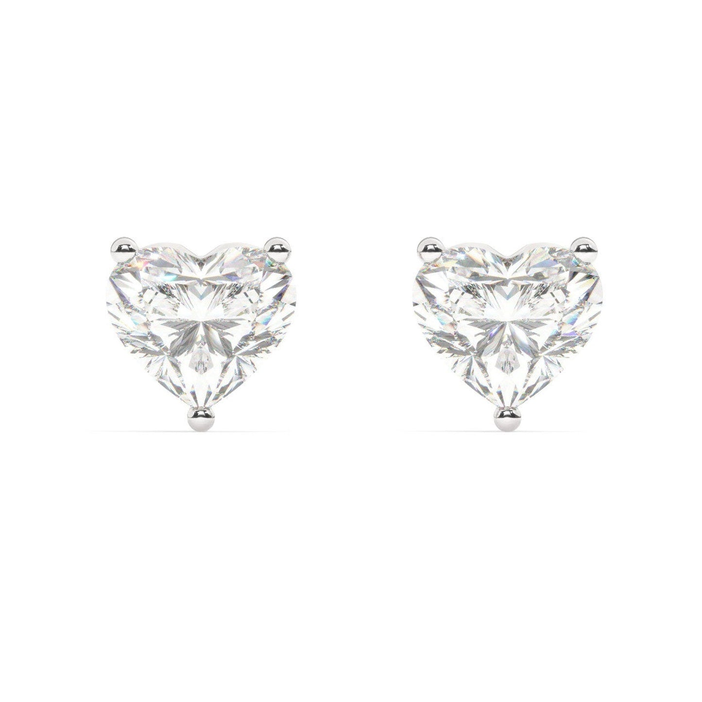 2 Carat D color VVS Clarity Heart Shape Moissanite Diamond Stud Earrings