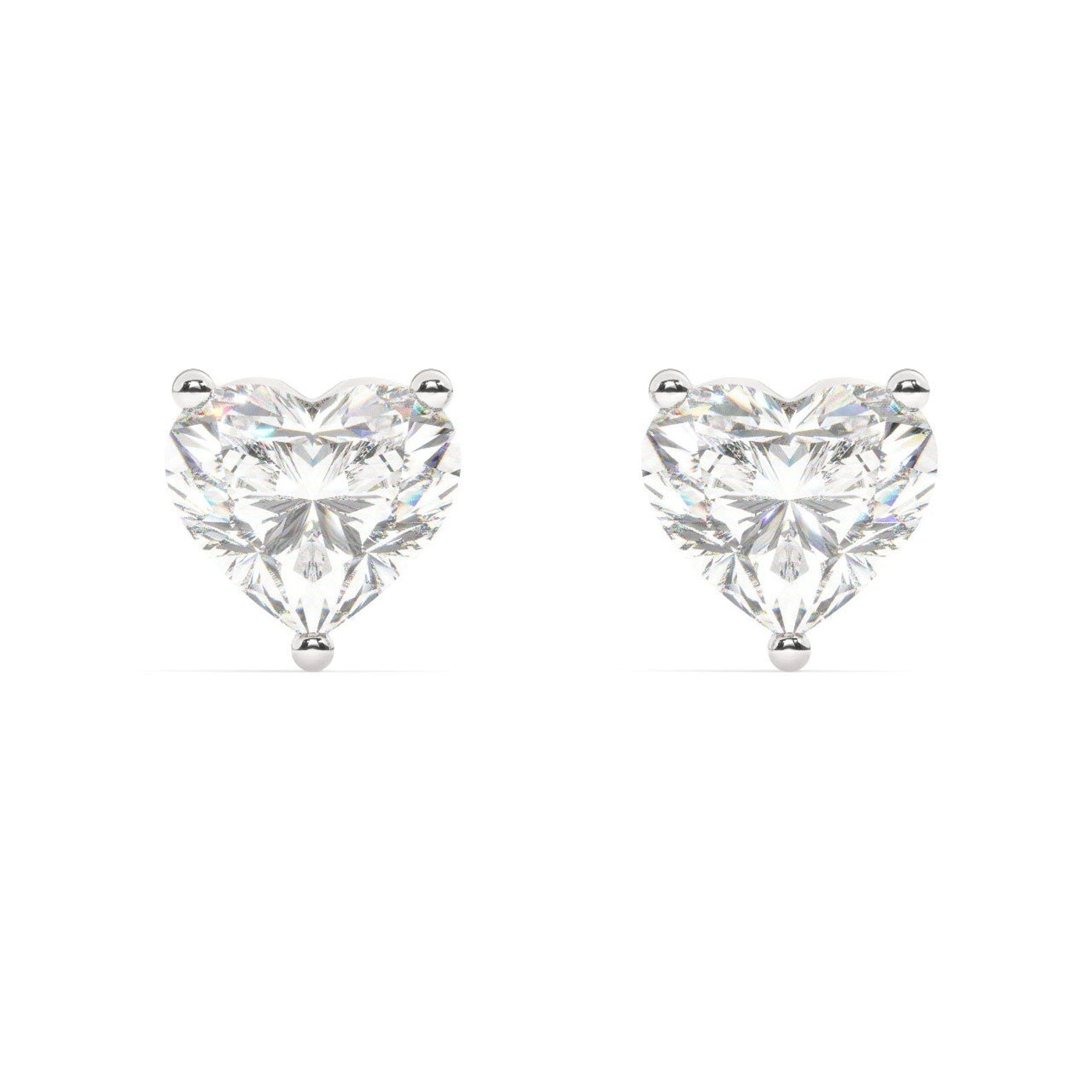 2 Carat D color VVS Clarity Heart Shape Moissanite Diamond Stud Earrings