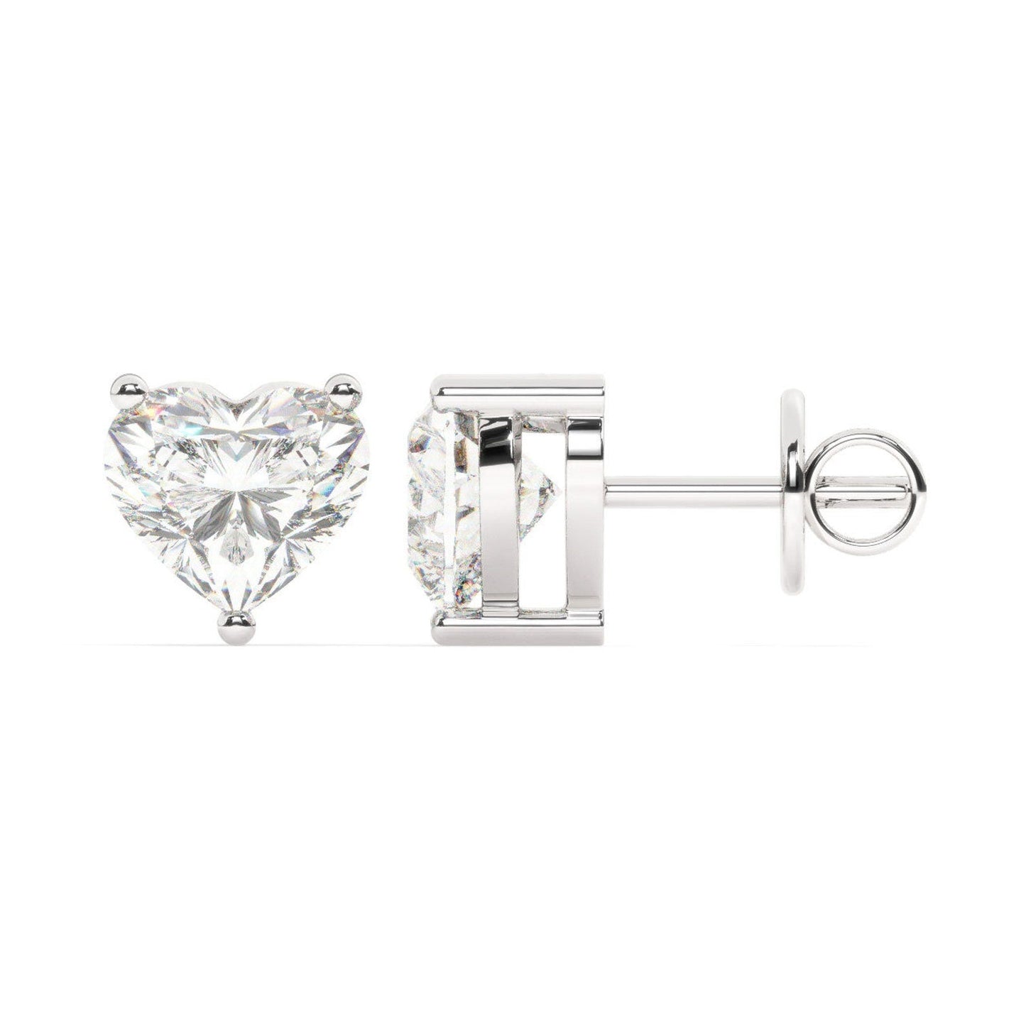 2 Carat D color VVS Clarity Heart Shape Moissanite Diamond Stud Earrings