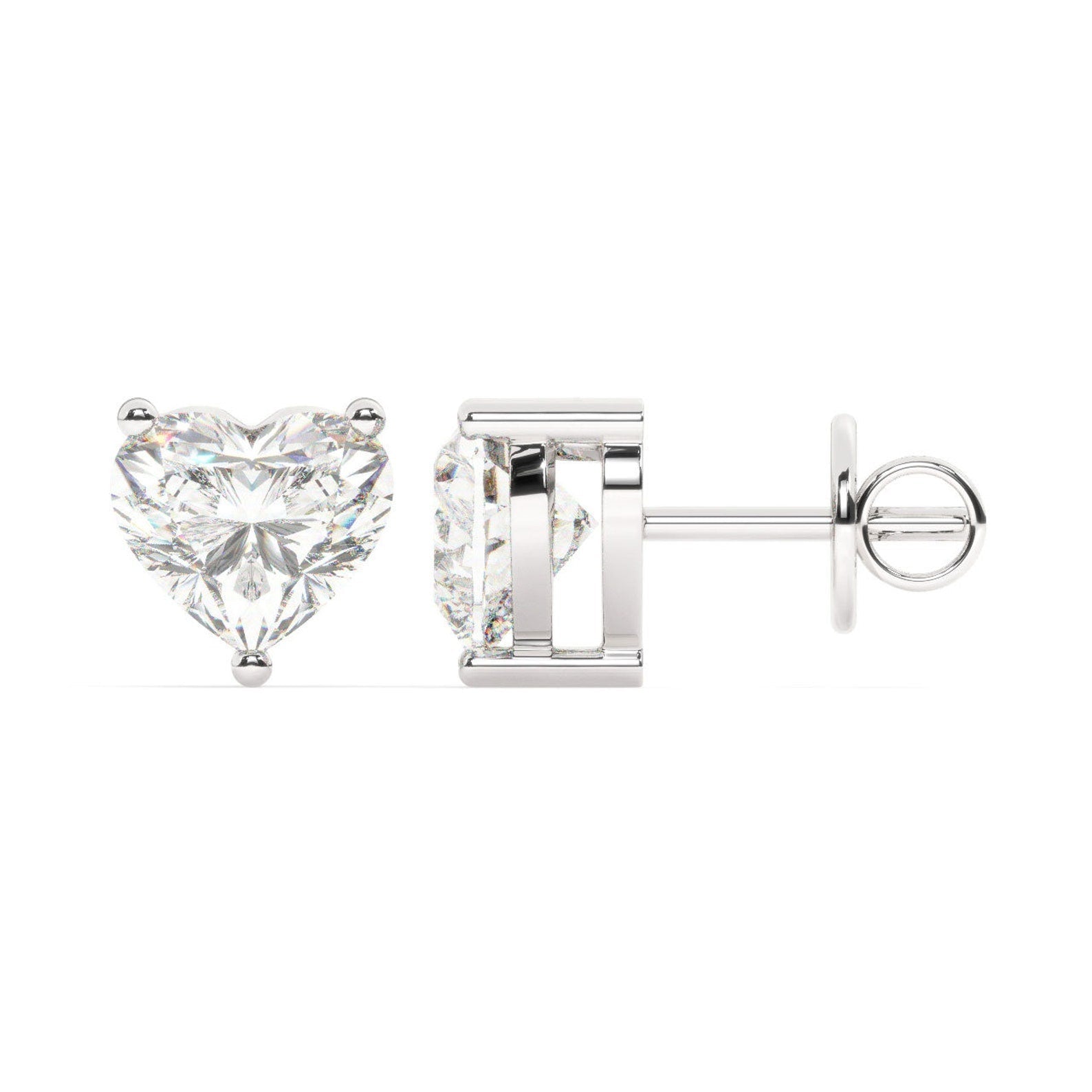 2 Carat D color VVS Clarity Heart Shape Moissanite Diamond Stud Earrings