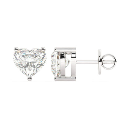 2 Carat D color VVS Clarity Heart Shape Moissanite Diamond Stud Earrings