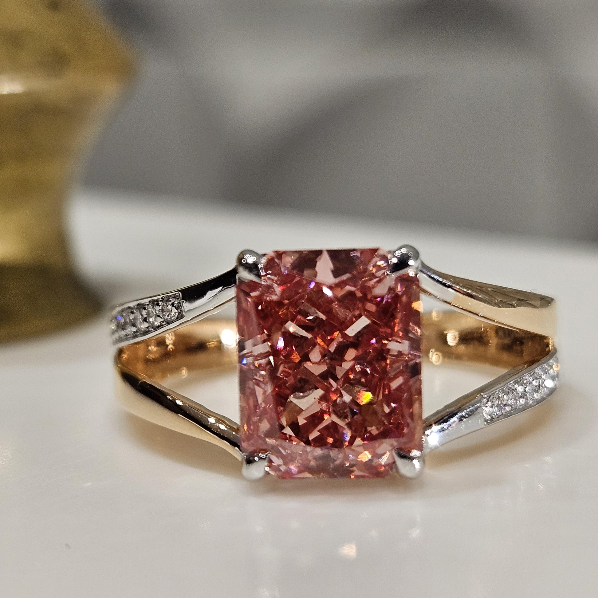 3.15 CT Radiant Cut Pink Lab-Grown Diamond Ultimate Design Engagement Ring