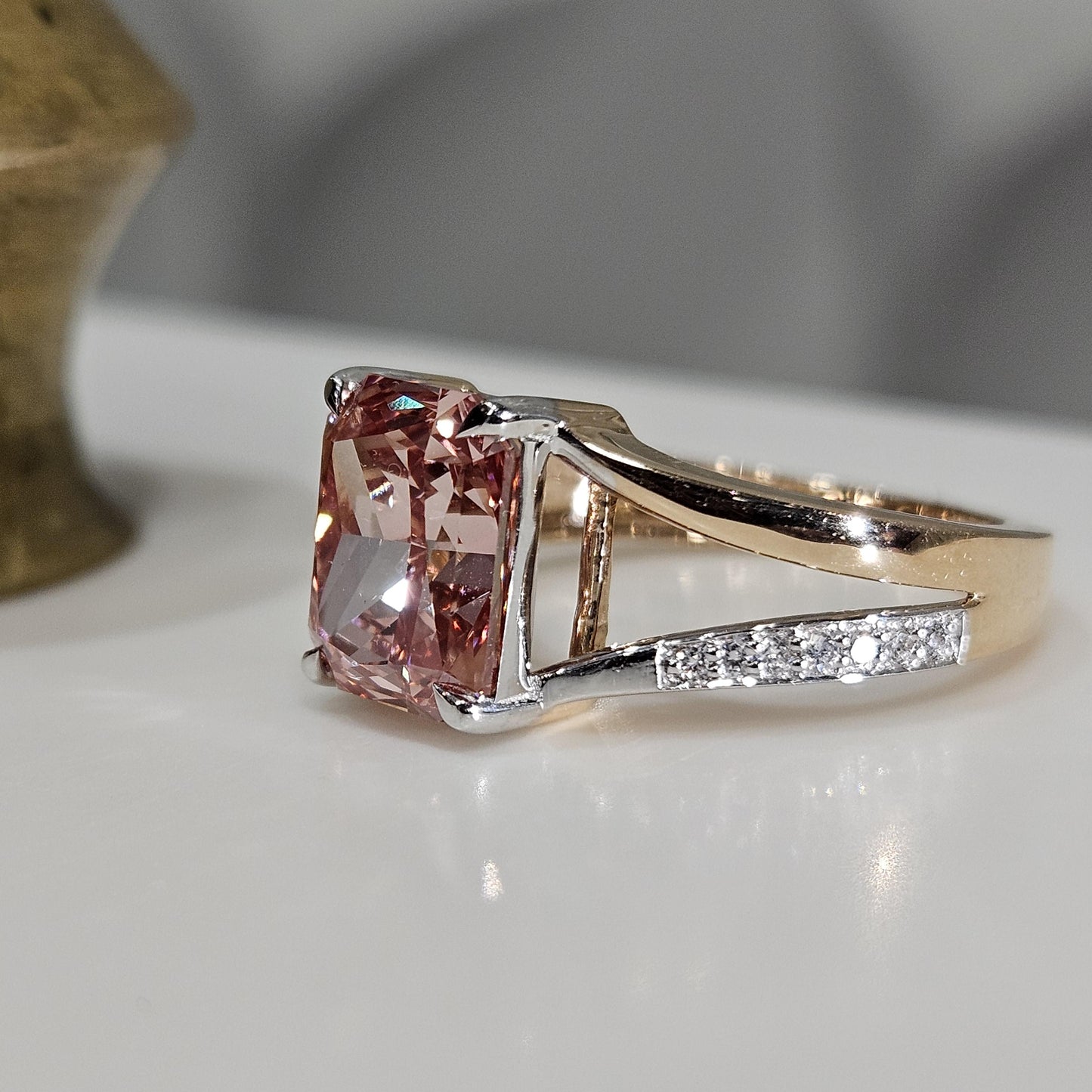 3.15 CT Radiant Cut Pink Lab-Grown Diamond Ultimate Design Engagement Ring