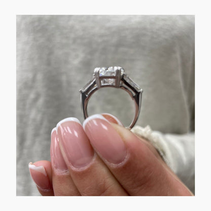 3.30 CT Cushion Cut Moissanite Diamond Three Stone 6 prongs Engagement Ring