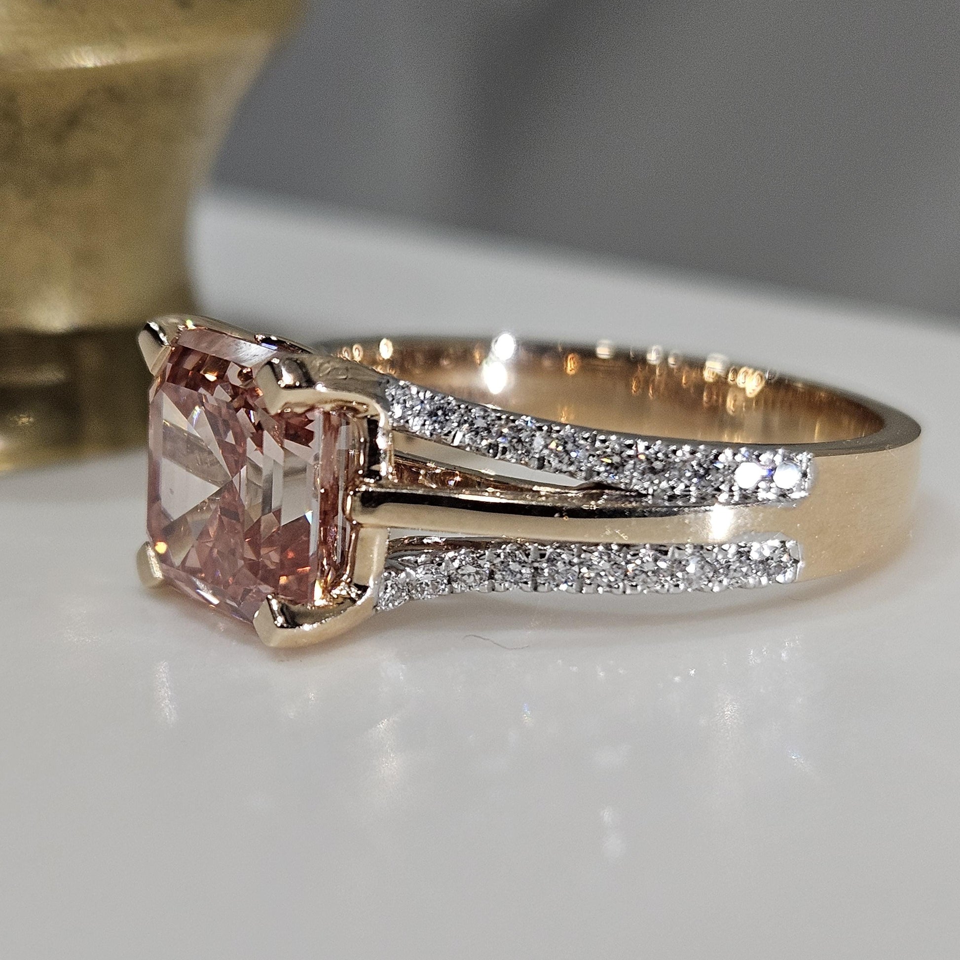 3.40 CT Asscher Cut Pink Lab Grown Diamond Wedding Anniversary Engagement Ring