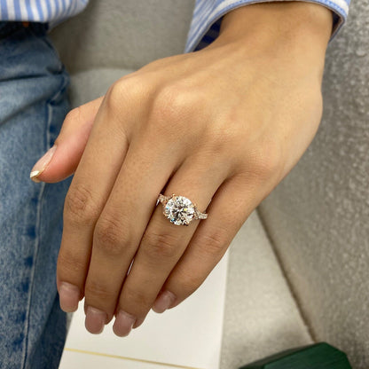 3.45 Ct Moissanite Round Cut Diamond Split Shank Engagement Ring Solid 14kt Gold Ring