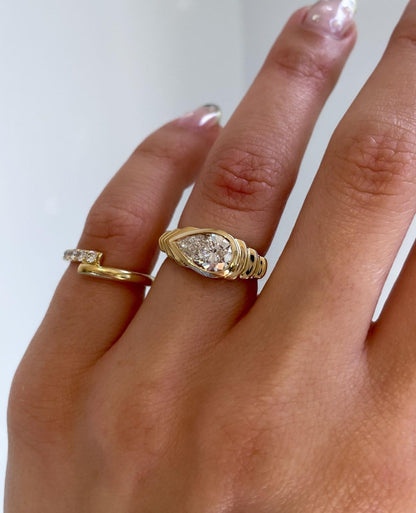 3CT Pear Cut Moissanite Diamond 14KT yellow Gold Solitaire Elegant Engagement Ring