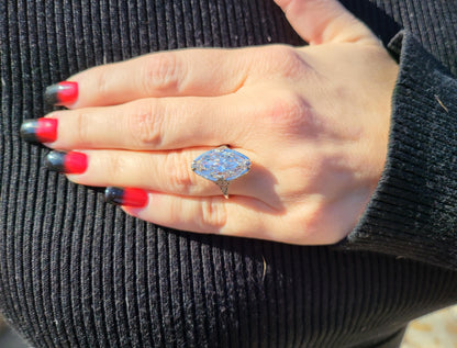 3CT Marquise Cut Moissanite Diamond Exquisite Edwardian Engagement Ring