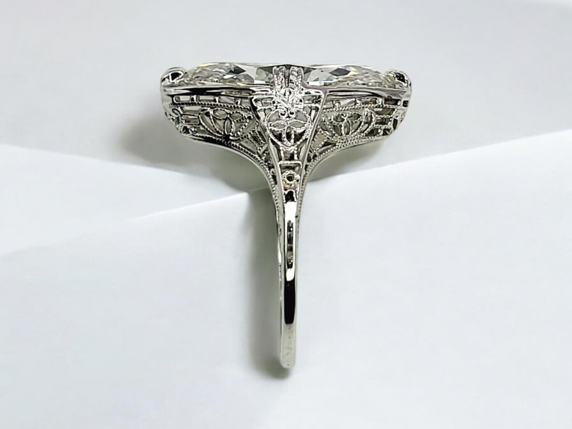 3CT Marquise Cut Moissanite Diamond Exquisite Edwardian Engagement Ring