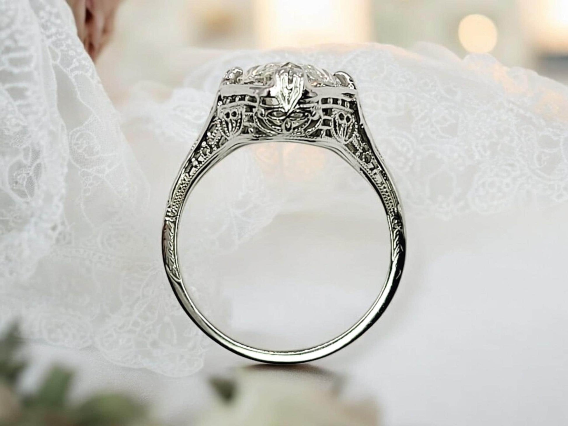 3CT Marquise Cut Moissanite Diamond Exquisite Edwardian Engagement Ring