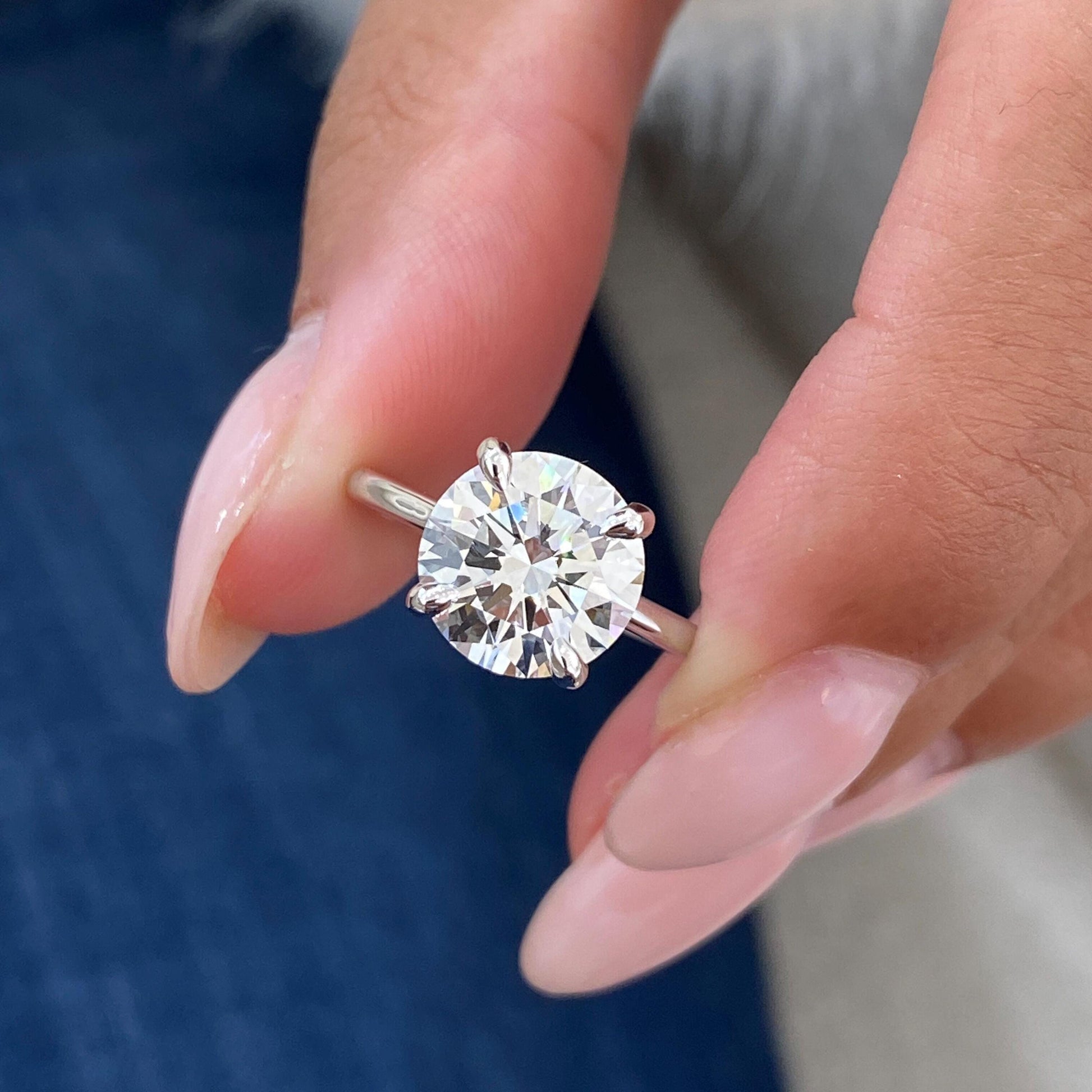 4.35 CT Round Cut Moissanite Diamond Hidden Halo Engagement Diamond Proposal Ring
