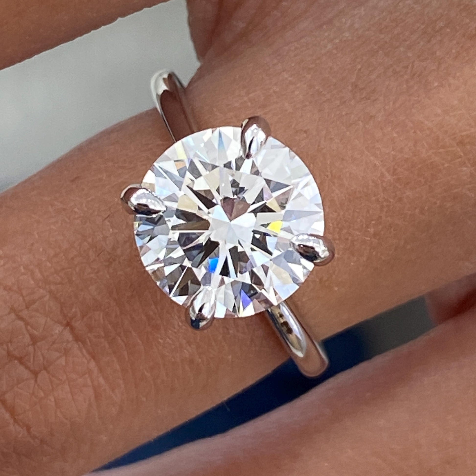 4.35 CT Round Cut Moissanite Diamond Hidden Halo Engagement Diamond Proposal Ring