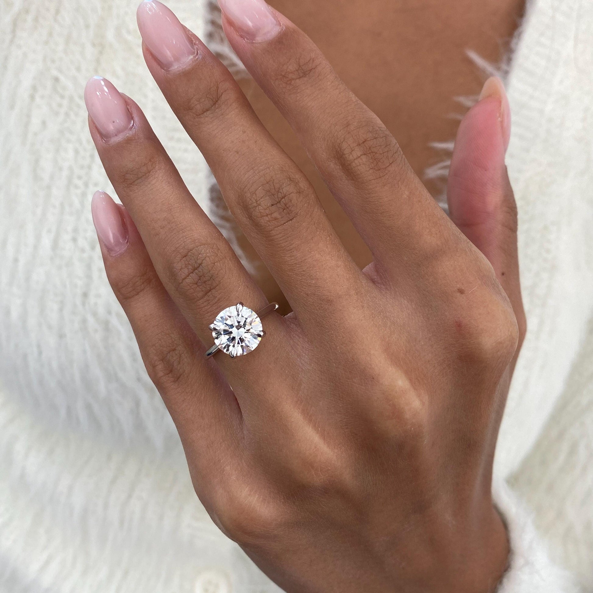 4.35 CT Round Cut Moissanite Diamond Hidden Halo Engagement Diamond Proposal Ring