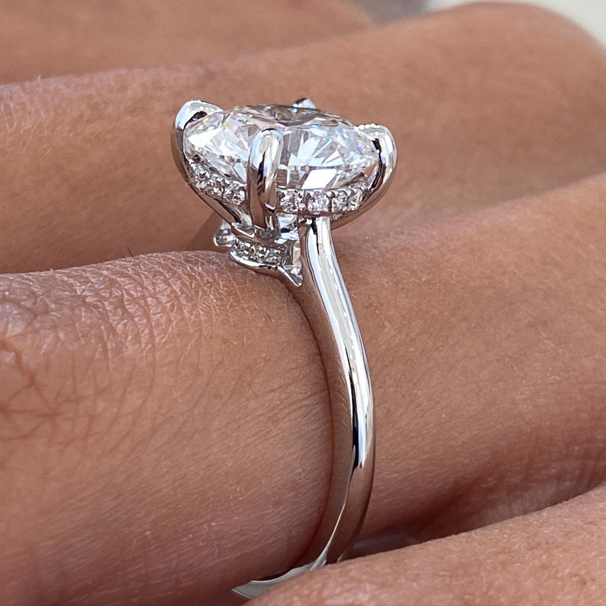 4.35 CT Round Cut Moissanite Diamond Hidden Halo Engagement Diamond Proposal Ring