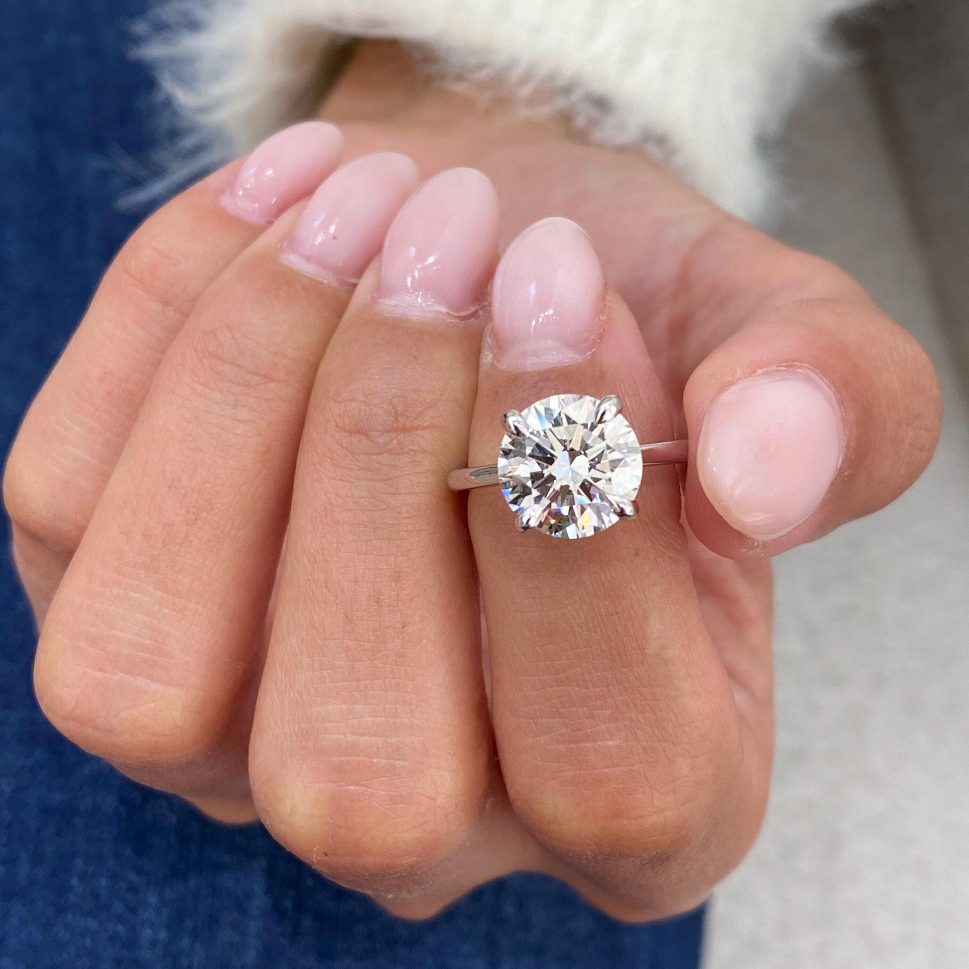 4.35 CT Round Cut Moissanite Diamond Hidden Halo Engagement Diamond Proposal Ring