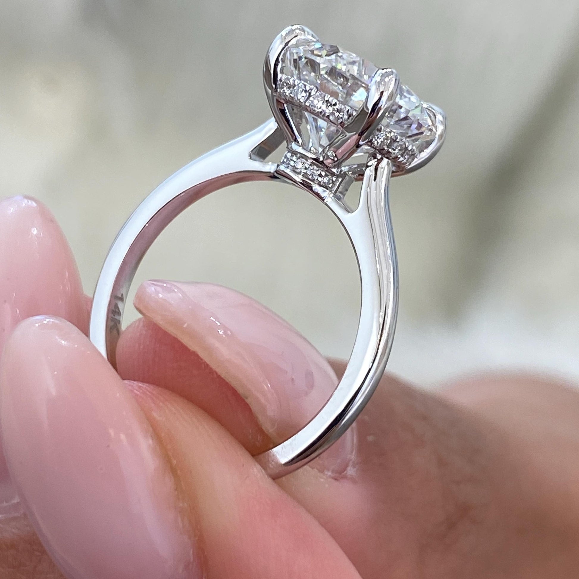4.35 CT Round Cut Moissanite Diamond Hidden Halo Engagement Diamond Proposal Ring