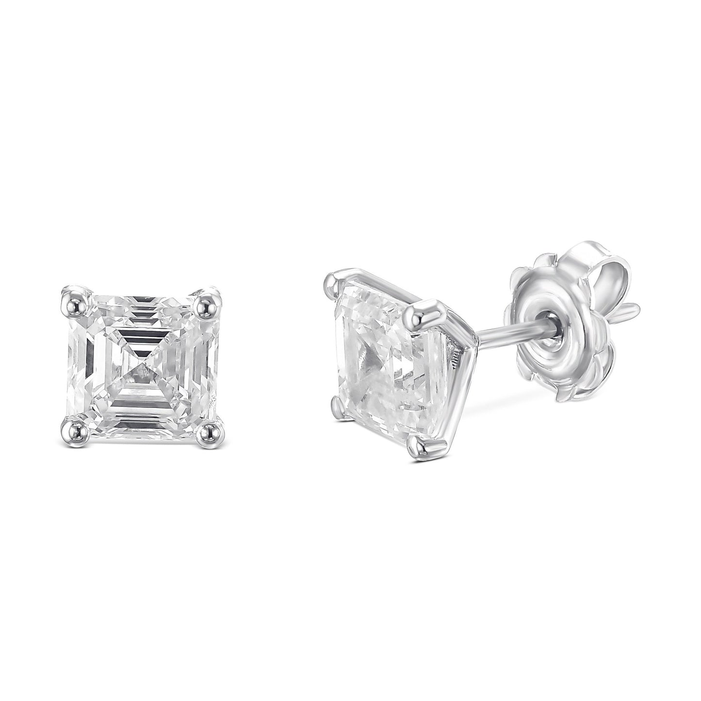 4 Carat E Color VVS2 Clarity IGI CERTIFIED Asscher Cut Lab Grown Diamond Stud Earrings