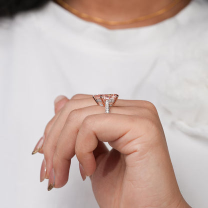 5.00 Ct Fancy Vivid Pink Pear Lab Grown Diamond Engagement Ring for Her, Fancy Color Pear Diamond Solitaire Wedding Ring, Art Deco Anniversary Ring