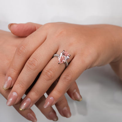 5.00 Ct Fancy Vivid Pink Pear Lab Grown Diamond Engagement Ring for Her, Fancy Color Pear Diamond Solitaire Wedding Ring, Art Deco Anniversary Ring