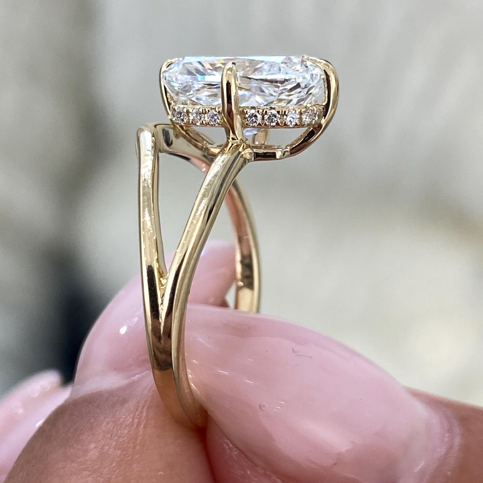 5.15 CT Unique Cushion Cut Lab-Grown Diamond Hidden Halo Set Engagement Ring