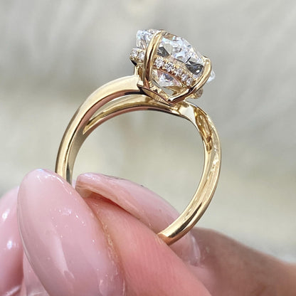 5.15 CT Unique Cushion Cut Lab-Grown Diamond Hidden Halo Set Engagement Ring