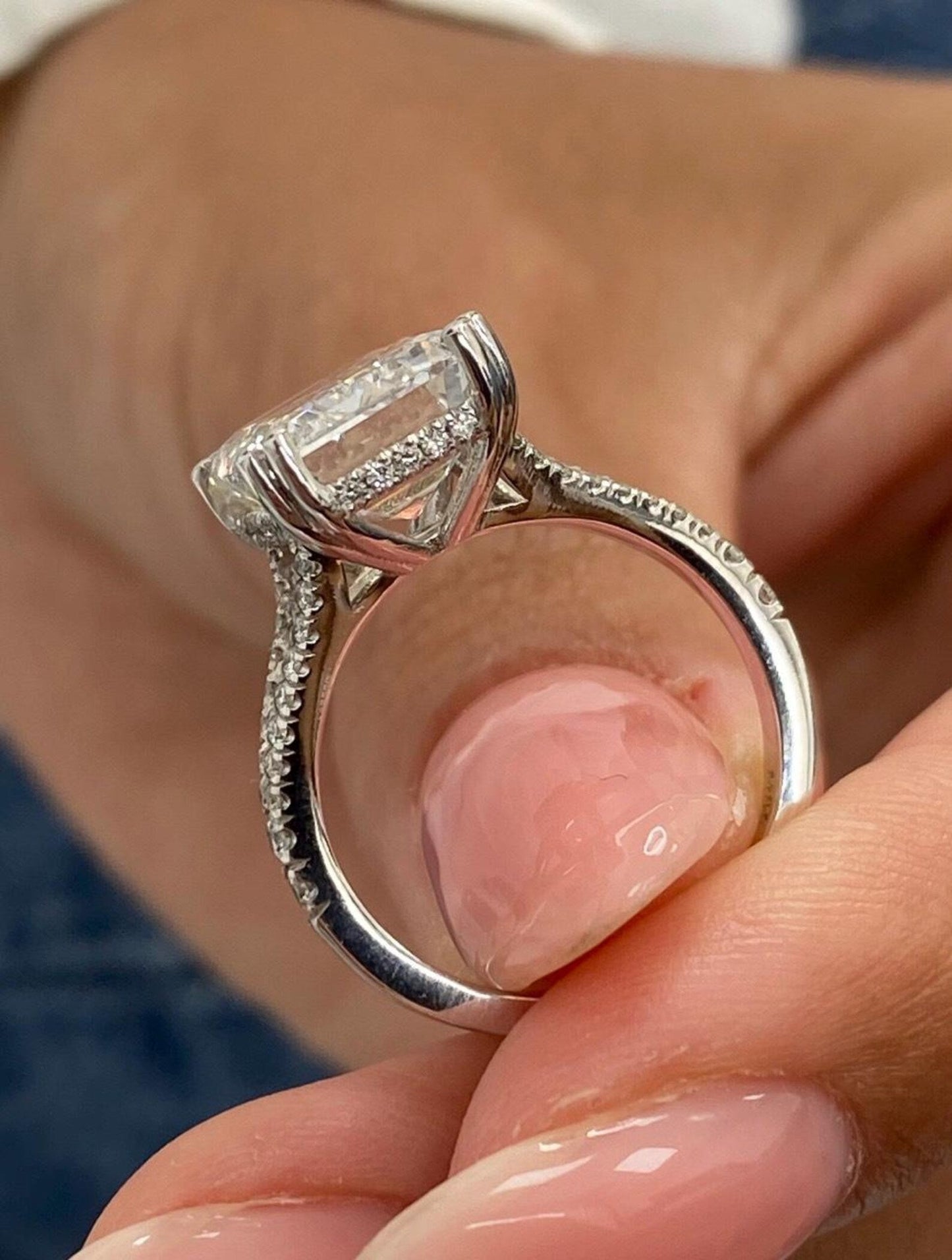 5.3 CT Emerald Cut Moissanite Diamond Huge Solitaire Proposal Luxurious Engagement Ring
