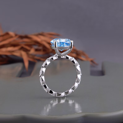 5.65 CT Pear Cut Vivid Blue Lab Grown Diamond Engagement Ring Side Marquise Cut Diamond Wedding Band Best Gift for Her