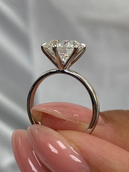 5 CT Round Cut Lab Grown Diamond Six Prong Set Solitaire Proposal Engagement Ring