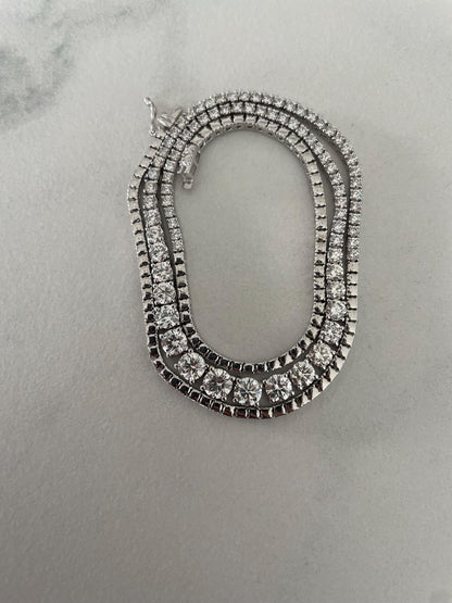 7 carat Round Cut lab grown diamonds Graduated 4 prong half set Tennis Necklace