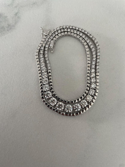 7 carat Round Cut Moissanite diamonds Graduated 4 prong half set Tennis Necklace