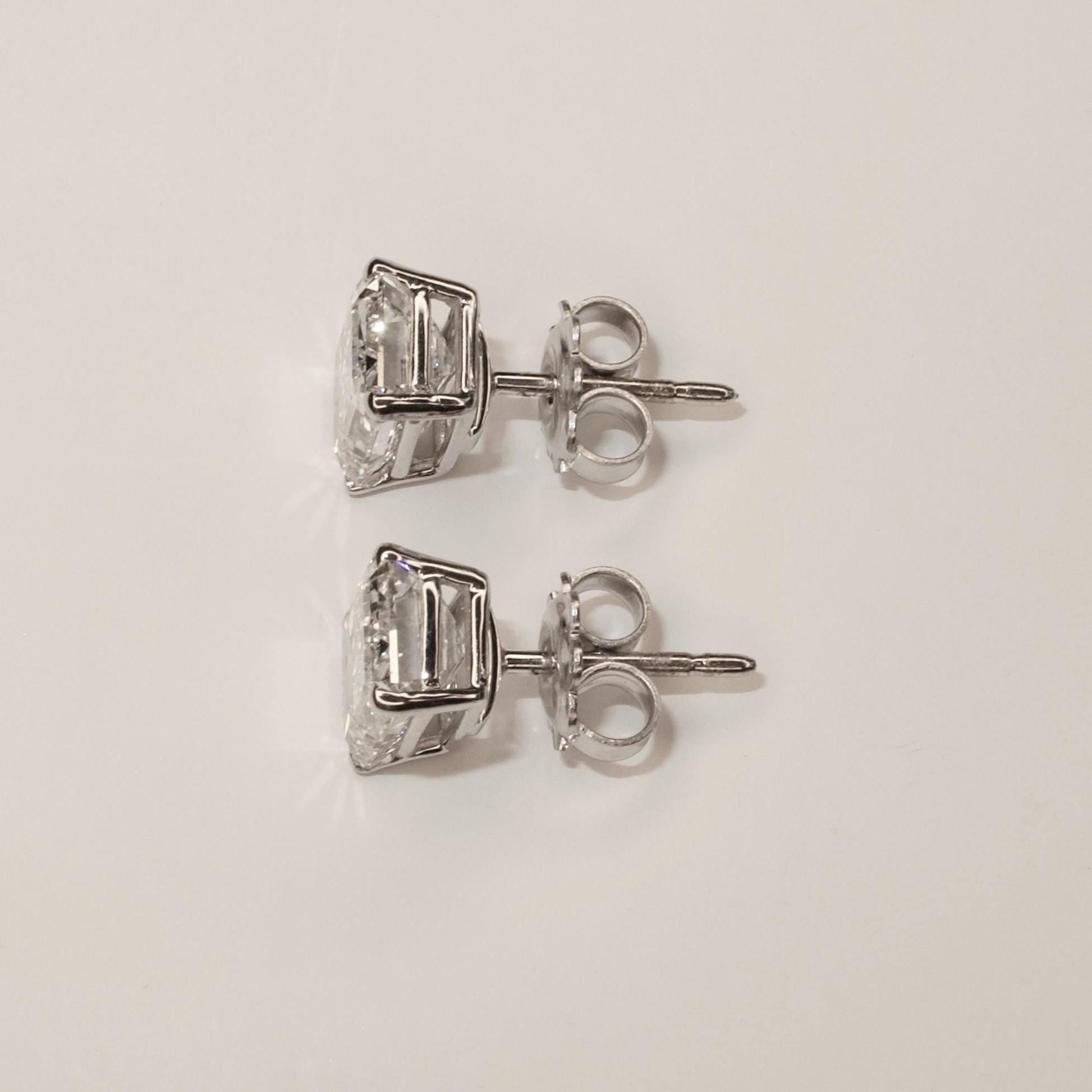 3.00 Ct D VVS Emerald Cut MOissanite 14k Stud Push back Earrings