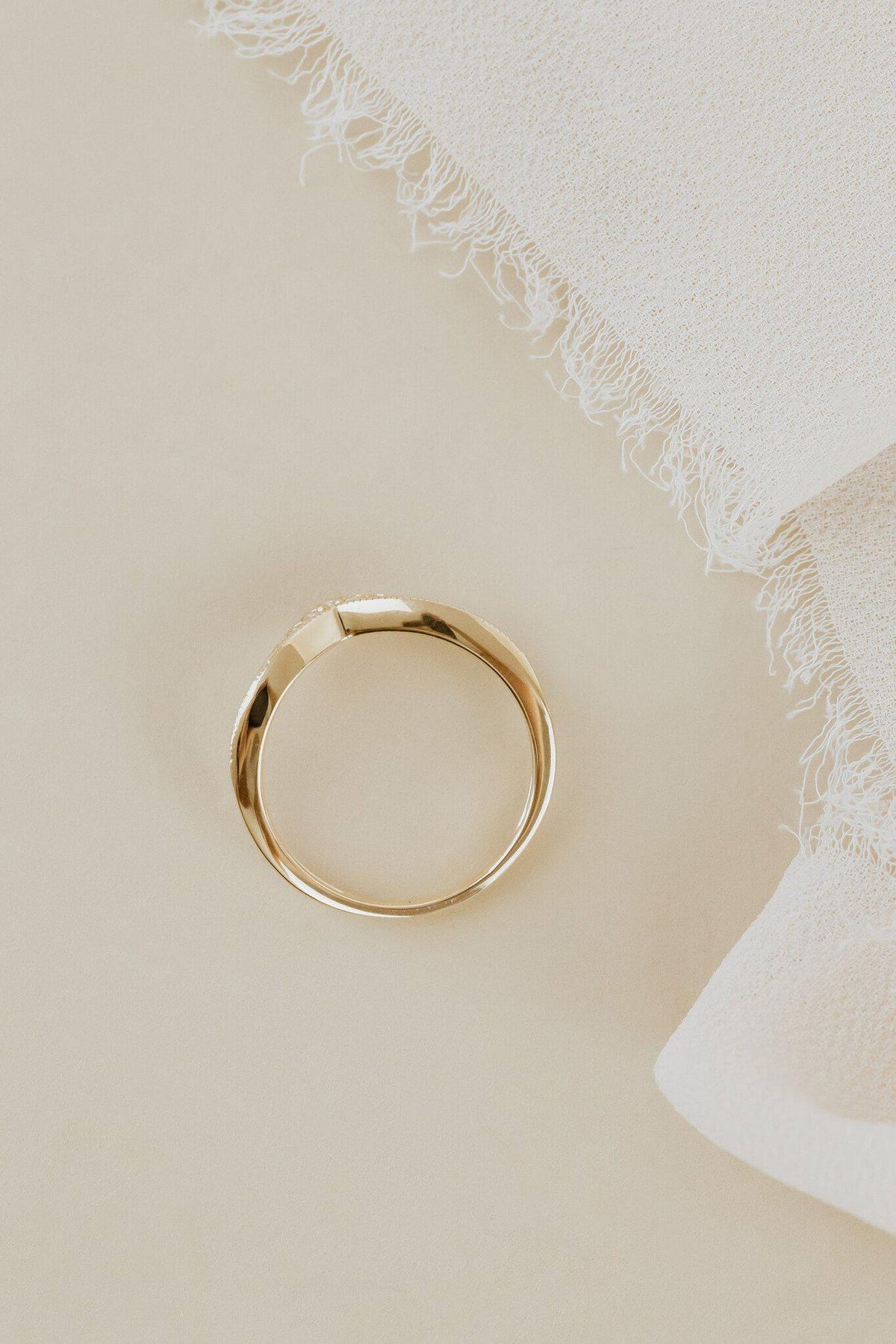 Lab Diamond Chevron Wedding Band 14k V-Shaped Curved Ring