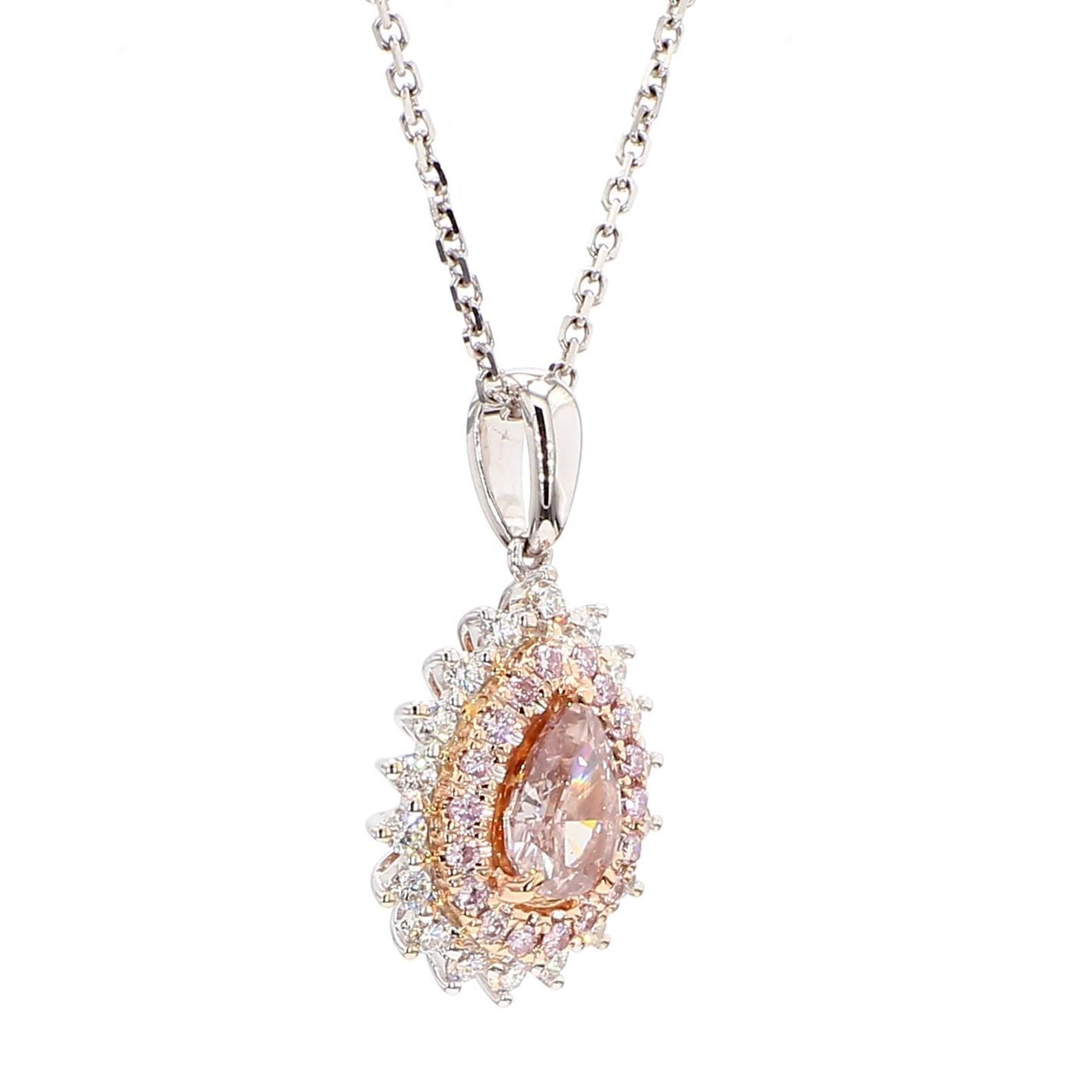 Rare14K Intense Pink Pear Cut Lab Grown Diamond Drop Gem World's beautiful pendant