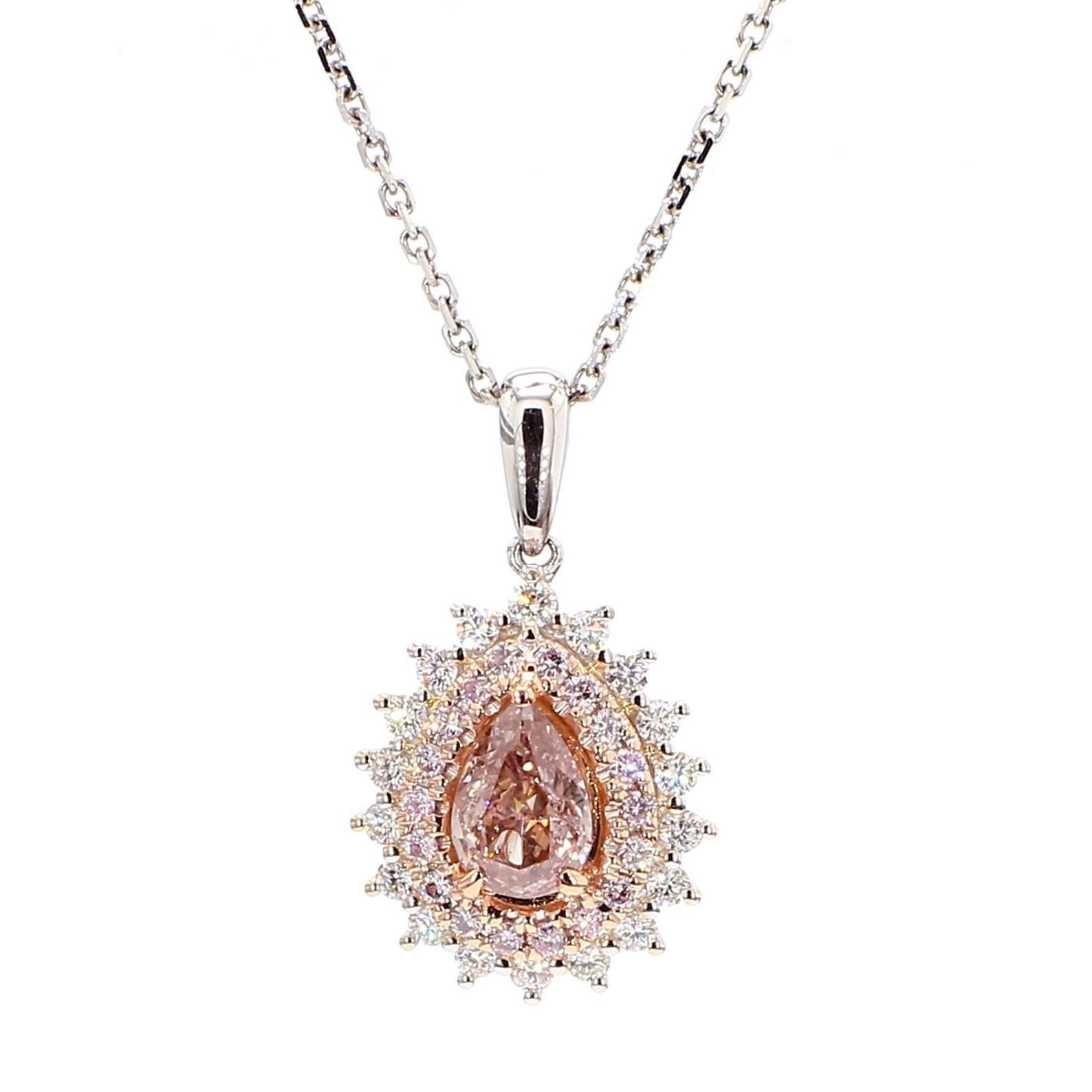 Rare14K Intense Pink Pear Cut Lab Grown Diamond Drop Gem World's beautiful pendant