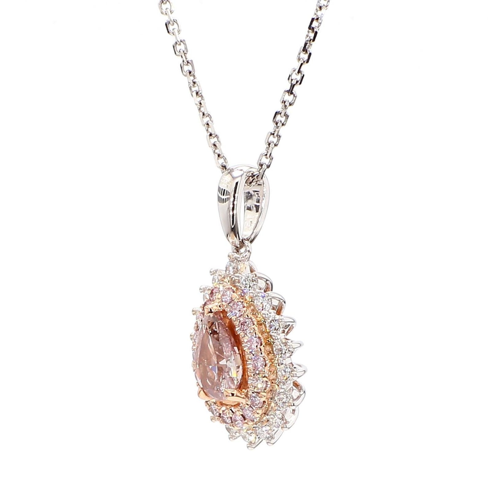 Rare14K Intense Pink Pear Cut Lab Grown Diamond Drop Gem World's beautiful pendant