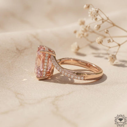 4ct Radiant Pink Lab Grown Diamond Engagement Ring 14K Gold