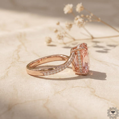 4ct Radiant Pink Lab Grown Diamond Engagement Ring 14K Gold