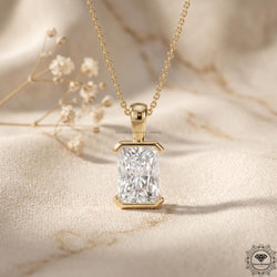 Radiant Cut Lab Grown Diamond Bezel Set Pendant Necklace - GrownDiamondJewels
