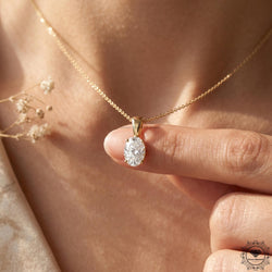 Lab Grown Oval Diamond Solitaire Pendant Necklace 1-5 CT - GrownDiamondJewels