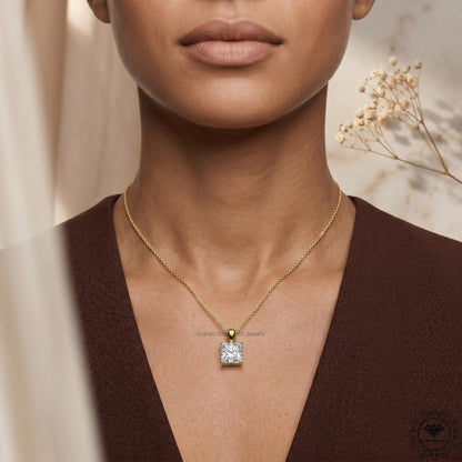 Princess Cut Lab Grown Diamond Pendant Necklace 1-5 CT - GrownDiamondJewels