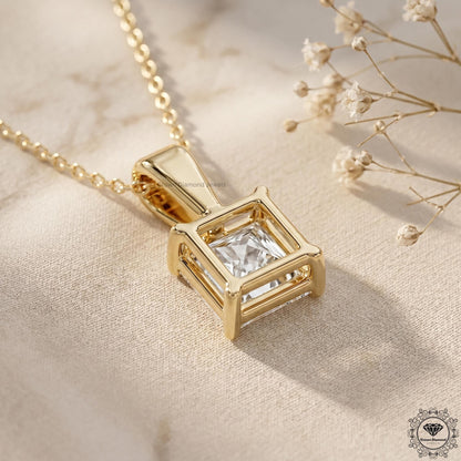 Princess Cut Lab Grown Diamond Pendant Necklace 1-5 CT - GrownDiamondJewels