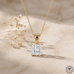 Princess Cut Lab Grown Diamond Pendant Necklace 1-5 CT - GrownDiamondJewels