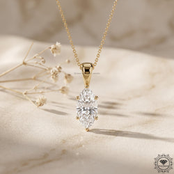 Lab Grown Marquise Diamond Solitaire Necklace 1-5 CT - GrownDiamondJewels